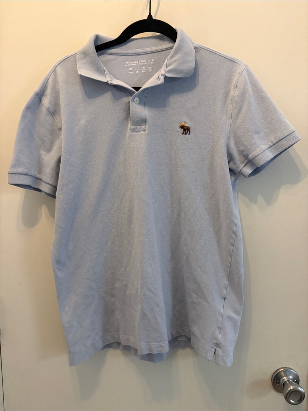 Abercrombie & Fitch Pale Blue Short-Sleeve Polo Size M Preppy Quiet Luxury
